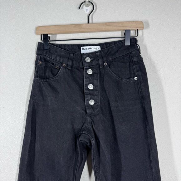 Balenciaga Black Straight Leg Jeans Button Fly Denim Women’s Size 36 - Picture 2 of 9